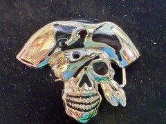 Pirate Skull Head with Hat Bandana Halloween Cosplay Raised 3D Belt Buckle