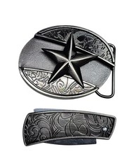 Western Star Zinc Alloy Oval Belt Buckle 2 in 1