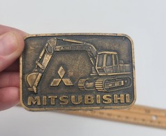 Vintage Mitsubishi Excavator Belt Buckle Construction Heavy Equipment USA