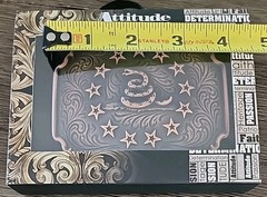 New! Montana Silversmiths Attitude BELT BUCKLE Don&rsquo;t Tread On Me, 13 Star Logo