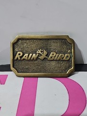 Vtg Rain Bird Logo Brass Belt Buckle Solid Brass