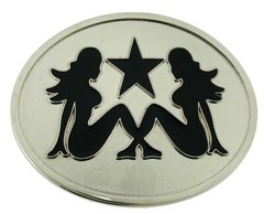 Trucker Mud Girl Flap Belt Buckle Sexy Lady Pin up Belt Buckle Black Silver Star