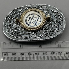 Vintage Western Cowboy Buckle Oval Silver Tone Floral Engraved Fits 1.5 in Belt