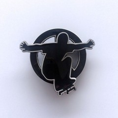 Skateboard Skateboarding Black Enamel Metal Spinning Belt Buckle