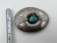 Vintage Southwestern Style Sterling Silver Buckle Signed Turquoise