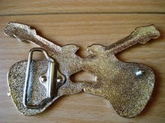 Belt Buckle Double Guitar Dark or Light Silver Color