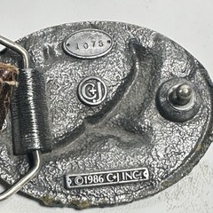 Vintage C & J Inc Colorado Eagle Belt Buckle and Strap 1986 Pewter USA