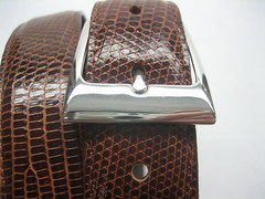 Sterling silver 925 two piece buckle set and Genuine Lizard 30 mm belt U.S.A..
