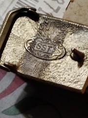 Men&rsquo;s Western Metal Frame Belt Buckle Lot Striped Pattern Logo 1.5in SST
