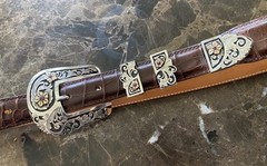 James Reid Artist Richard Stump Sterling Silver 14k Ruby Belt Buckle Set XL ✅