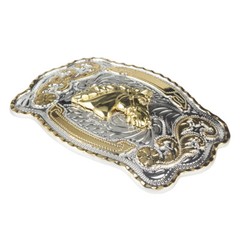 Golden Equestrian Belt Buckle Two-Color Craft Alloy Smooth Buckle