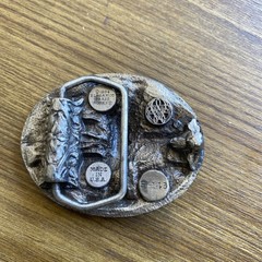 1984 Bergamot Brass Works Deer in Nature Pewter Hunters Belt Buckle VTG