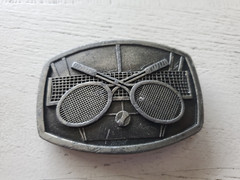 Vintage 1977 Indiana Metal Craft Tennis Belt Buckle Racquet Sports Court