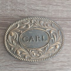 Vintage 1977 The Kinney Co « CARL » Heavy Duty Oval Metal Belt Buckle