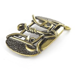 Brass belt buckle Trident Anchor, Ukrainian symbol, Sea anchor belt buckle