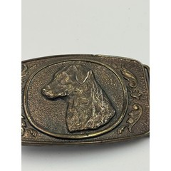 Vintage 1977 Wyoming Studio Art Works Labrador Retriever Belt Buckle RJ Ventrice