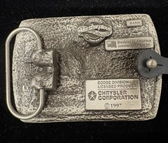 Vintage Dodge Ram Tough silver toned metal belt buckle from the 1990s RARE