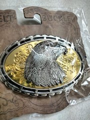 Flashy 2 tone western scroll Patriotic 3-D Eagle Head metal belt Buckle, new!