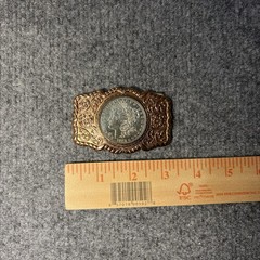Antique 1921 Silver Morgan Dollar Coin Buckle Solid Copper Nickel Silver