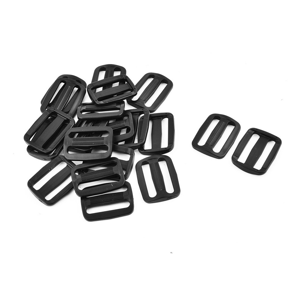 Plastic Adjustable Backpack Bag Belt Glide Buckle 38mm Strap Width 20 Pcs