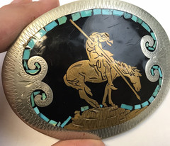 Vintage Johnson & Held Native American End of the Trail Southwest Belt Buckle