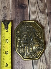 Vintage belt buckle RAILROAD locomotive BRASS train engine WESTERN cowboy