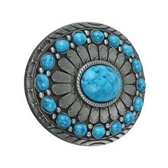 Oval Southwestern Turquoise Beads Belt Buckle Antique Silver Fits 1.5 inch Belts