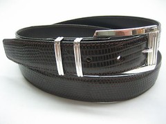 Sterling silver 925 buckle set w/ 30 mm Genuine Lizard belt size 30 to 46 U.S.A.