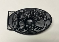 Skull and Crossbones, Black/Silver Metal Motorcycle Biker Belt Buckle