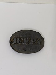 JERRY Bronze Belt Buckle Spec-Cast Denver Co VINTAGE