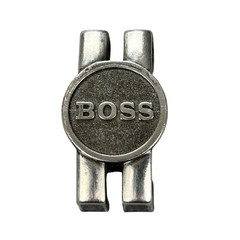 Hugo Boss Belt Buckle Silver Metal w/ Embossed Boss on Both Pcs 1.5&Prime; belt Width