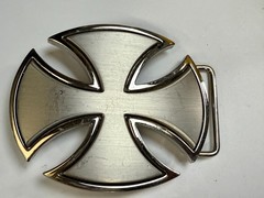Maltese Iron Cross Religious Gothic Punk Vibe Cutout Silver Color Belt Buckle