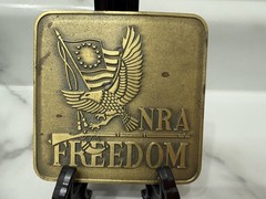 NRA National Riffle Association Freedom Flag Eagles 3&Prime; Bicentennial Belt Buckle