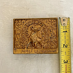Vintage Schlitz Malt Liquor Belt Buckle Brass Tone Bull Beer Advertising