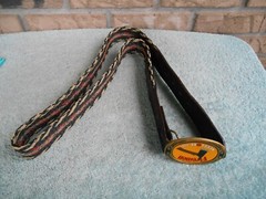 VINTAGE FIREMEN NEED LOVE TOO BRASS BELT BUCKLE WITH RESISTOL BELT SIZE 44