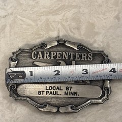 Metal Carpenter Belt Buckle (70’s or 80’s, R&M Industries) Tools Hammer Square