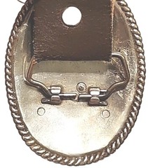 Oval Belt Buckle, Silver Tone, Eagle and Flowers With Leather Belt