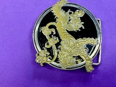 Game of Thrones Lannister House Roaring Lion Yellow Black Enameled Belt Buckle
