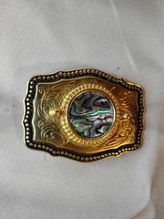 Western Style Belt Buckle with a cabochon insert Die cast Buckle 3.5” Made USA