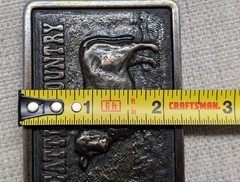 vintage CATTLE COUNTRY belt buckle BRASS cargill COW nutrena WESTERN cowboy