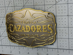 Tequila CAZADORES 100% De Agave Large Gold Colored Metal Belt Buckle 5&Prime; X 3 3/4&Prime;