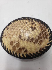 Set Of 3 Vintage Leather Snakeskin Oval Shaped Solid Brass Belt Buckles