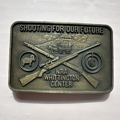 VNTG NRA WHITTINGTON CENTER BELT BUCKLE Shooting Future Raton NM Hunting Rifle