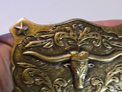 WESTERN LONGHORN BULL RODEO Metal Belt Buckle (BRASS LOOKING)