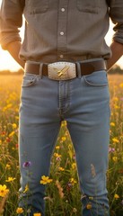 Men Western Silver Metal Belt Buckle Square Gold American Eagle Flying Bird Hole