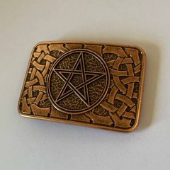 Pentagram Celtic Knot Belt Buckle Five Pointed Star Rectangular Occult Wiccan