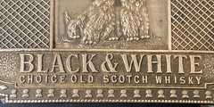 Vintage Black & White Scotch Whisky Solid Brass Belt Buckle, Fantasy Collection