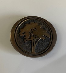 vintage USA made SOLID BRASS belt buckle TREE OF LIFE hippie boho WESTERN bts