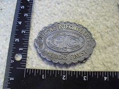 Vintage Brass American Police Patience Integrity Guts Belt Buckle 3 1/4&Prime; Wide