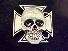 Skull Head Celtic Iron Cross Cutout Gothic Punk Biker 3D Dimensional Belt Buckle
